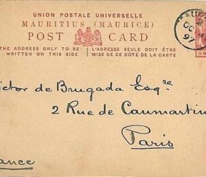 15451 - MAURITIUS - Postal History -  POSTAL STATIONERY Card  to PARIS 1897