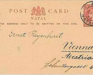 15456 - NATAL - Postal History -  POSTAL STATIONERY CARD to VIENA WIEN 1897