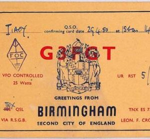 ad9074 - GREAT BRITAIN - RADIO FREQUENCY CARD   - 1950
