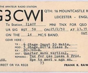 ad9123 - GREAT BRITAIN - RADIO FREQUENCY CARD - England - 1950