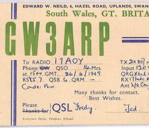 ad9129 - GREAT BRITAIN - RADIO FREQUENCY CARD - England - 1949