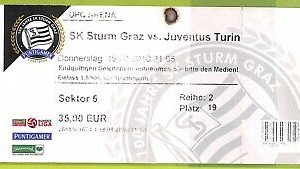 C1630- Vecchio BIGLIETTO PARTITA CALCIO 2010 STURM GRAZ VS JUVENTUS