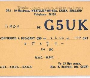 ad9131 - GREAT BRITAIN - RADIO FREQUENCY CARD - England - 1950