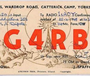 ad9156 - GREAT BRITAIN - RADIO FREQUENCY CARD - 1948