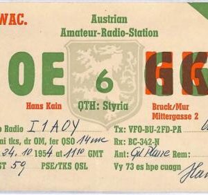 ad8998 - AUSTRIA - RADIO FREQUENCY CARD - 1954