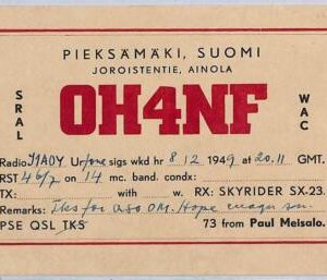 ad9038 - FINLAND - RADIO FREQUENCY CARD   - Joroistentie -  1949