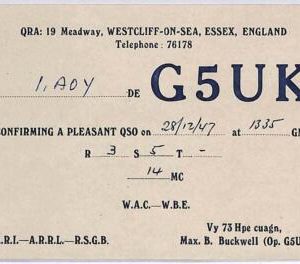 ad9134 - GREAT BRITAIN - RADIO FREQUENCY CARD - England - 1947