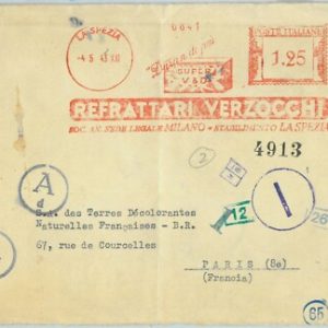 90503 - REGNO - STORIA POSTALE: Annullo ROSSO MECCANICO 1943 VERZOCCHI La Spezia