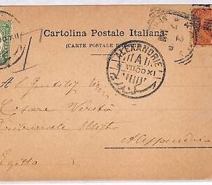 P0938 - ITALY - Postal History - EGYPT Tax stamp on POSTCARD from Italy 1900