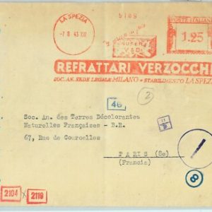 90504 - REGNO - STORIA POSTALE: Annullo ROSSO MECCANICO 1943 VERZOCCHI La Spezia