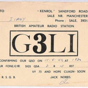 ad9178 - GREAT BRITAIN - RADIO FREQUENCY CARD - 1949