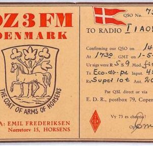 ad9018 - DENMARK - RADIO FREQUENCY CARD - Horsens -  1950