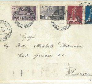 71580  - STORIA POSTALE -  LIBIA Libya 1937 - Busta  POSTA AEREA per ROMA