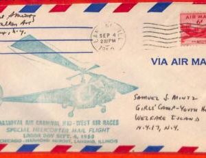 aa3469  - USA  - POSTAL HISTORY - HELICOPTER FLIGHT cover CHICAGO Lansing 1950