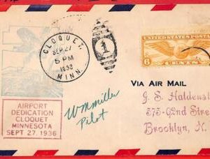 aa3429  -  USA  - POSTAL HISTORY - SPECIAL FLIGHT cover SIGNED BY PILOT 1936