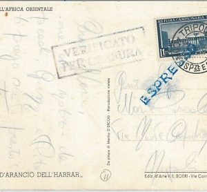 71590 - STORIA POSTALE - LIBIA Libya 1939 - Sassone 151  ISOLATO su cartolina