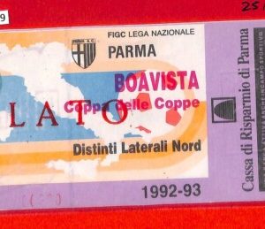 C1319 - Vecchio BIGLIETTO PARTITA CALCIO -  1992 / 93  PARMA vs BOAVISTA