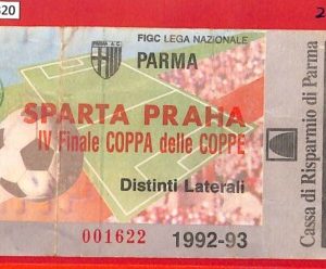C1320 - Vecchio BIGLIETTO PARTITA CALCIO -  1992 / 93  PARMA vs SPARTA PRAHA