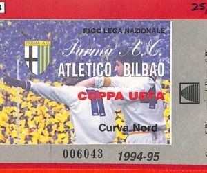 C1324 - Vecchio BIGLIETTO PARTITA CALCIO - UEFA  1994/5 PARMA vs ATLETICO Bilbao