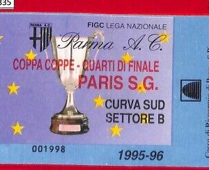 C1335 - Vecchio BIGLIETTO PARTITA CALCIO - 1995/96 Coppa Coppe: PARMA - PARIS SG