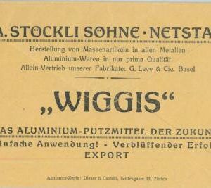 93143  - SWITZERLAND - Advertising FRANCO COVER -  1923  TRANSPORT Metal WIGGIS