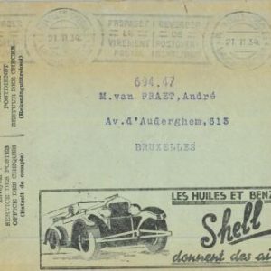 93160 - BELGIUM - POSTAL HISTORY - Advertising  CHEQUES COVER 1934 Autos SHELL
