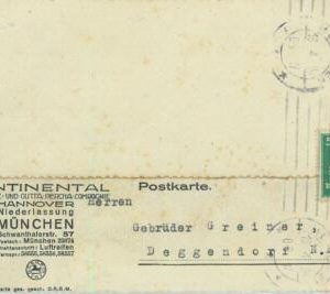 93189 - GERMANY - POSTAL HISTORY - PERFIN stamp on COVER 1924 Continental Tyres