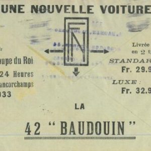 93172  - BELGIUM - POSTAL HISTORY - Advertising CHEQUES COVER 1933  Auto CARS FN