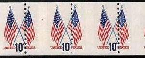 94785c - USA - STAMPS - SC # 1519  MISSPERF Strip of Four - MNH   Flags
