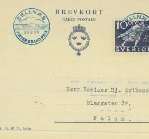 93286 - SWEDEN - Postal History - Special Postmark - Vinter GRAND PRIX 1936