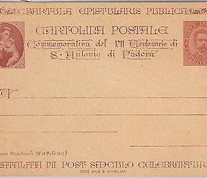 53629 - REGNO - INTERO POSTALE: Sassone # CC 14 Centenario S. ANTONIO PADOVA