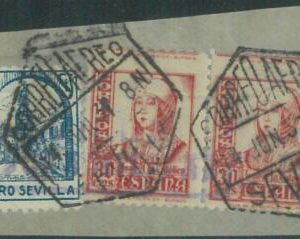 88269 - SPAIN - STAMP - Edifil # 823 on small cut out - ERROR Doble pie imprenta
