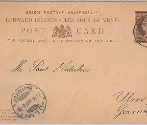 51893 -   Leeward Islands -  POSTAL HISTORY -  STATIONERY CARD to GERMANY 1894
