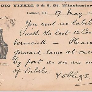 45934 - GB :  vintage postcard - LONDON : WINE MERCHANTS Egidio Vitali 1897