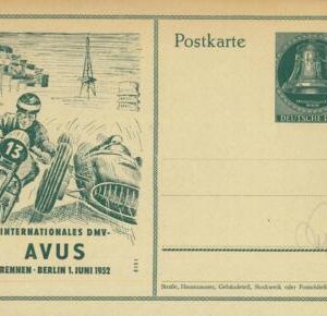 93386 - GERMANY  - Postal HISTORY - Picture STATIONERY CARD Racing CAR BIKE 1952