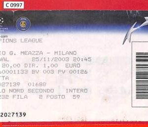 C0997 - Collectible FOOTBALL TICKET stub - CHAMPIONS 2002:  INTER  vs Arsenal