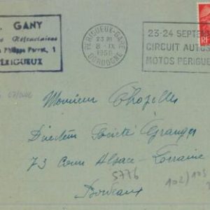 93486 - FRANCE - POSTAL HISTORY - Special Postmark - CIRCUIT AUTO Perigeux 1950