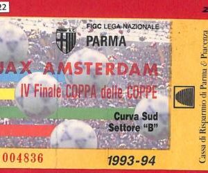 C1322 - Collectible FOOTBALL TICKET stub - European Cup 1993/4: PARMA  vs AJAX