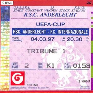 C0976 - Collectible FOOTBALL TICKET stub - UEFA CUP 1997: Anderlecht vs  INTER