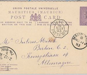 51905 MAURITIUS - POSTAL HISTORY STATIONERY CARD from CUREPIPE - FRENCH PAQUEBOT