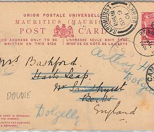 51906 - MAURITIUS  -  POSTAL HISTORY -  DOUBLE STATIONERY CARD from  BEAU BASIN