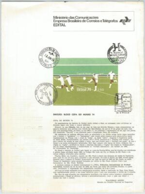 79318 - BRAZIL - FDC STAMP presentation folder:  1974   FOOTBALL World Cup