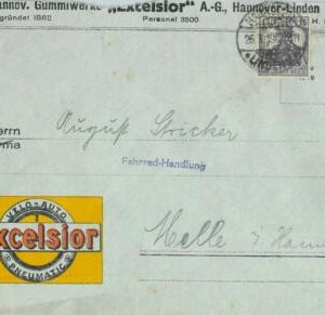 93186 - GERMANY - POSTAL HISTORY - PERFIN stamp on COVER : EXCELSIOR Tyres 1919