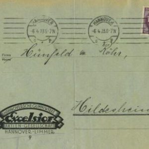93187 - GERMANY - POSTAL HISTORY - PERFIN stamp on COVER : EXCELSIOR Tyres 1923