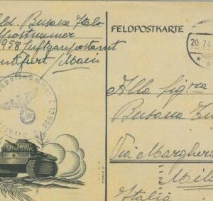 93213 - GERMANY  - Postal HISTORY - FELDPOST from Italian Soldier  1944   TANKS