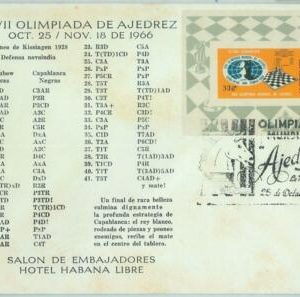 67916 - HAVANA  - POSTAL HISTORY -  Souvenir Sheet on FDC  COVER:  CHESS   1966