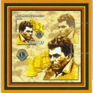 A1135 - MOZAMBIQUE - IMPERF, Souvenir s: 2002, Boris Spassky, Chess, Lions