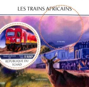 A7202 - TCHAD, Error, 2020, MISPERF SOUVENIR SHEET: Africans Trains, Locomotives