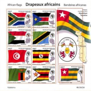 A7154 - TOGO, Error, 2020, MISPERF MINIATURE SHEET: African Flags