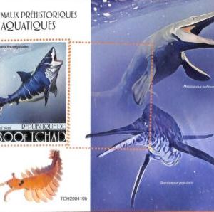 A7168 - TCHAD, Error, 2020, MISPERF SOUVENIR SHEET: Prehistoric marine life